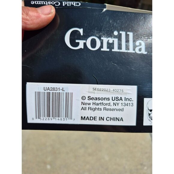 Seasons USA Gorilla Costume Halloween Child Size L 10-12 Black Faux Fur - Picture 8 of 14